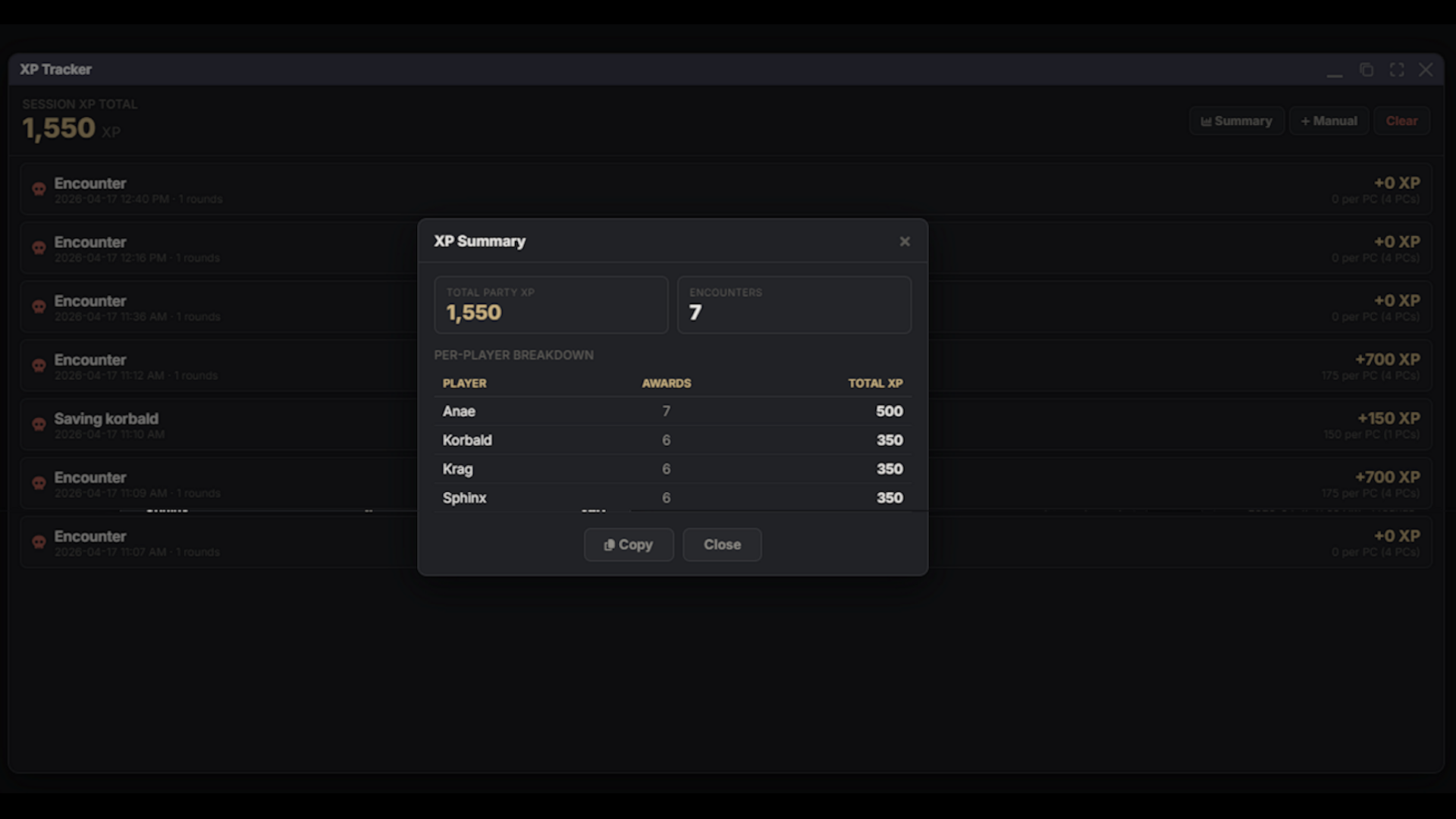 XP Tracker
